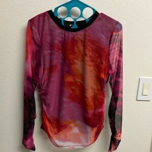 DKNY beautiful watercolor shirt with sheer sleeves!